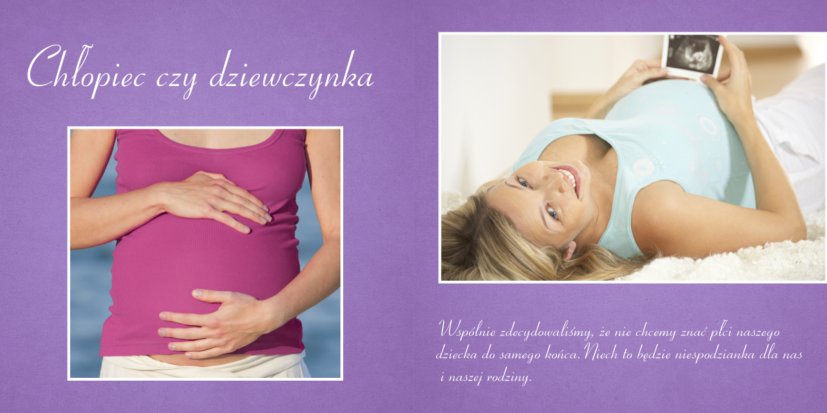 OleMole.pl - strona 2 z szablonu fotoksiążki Wspomnienia z ciąży